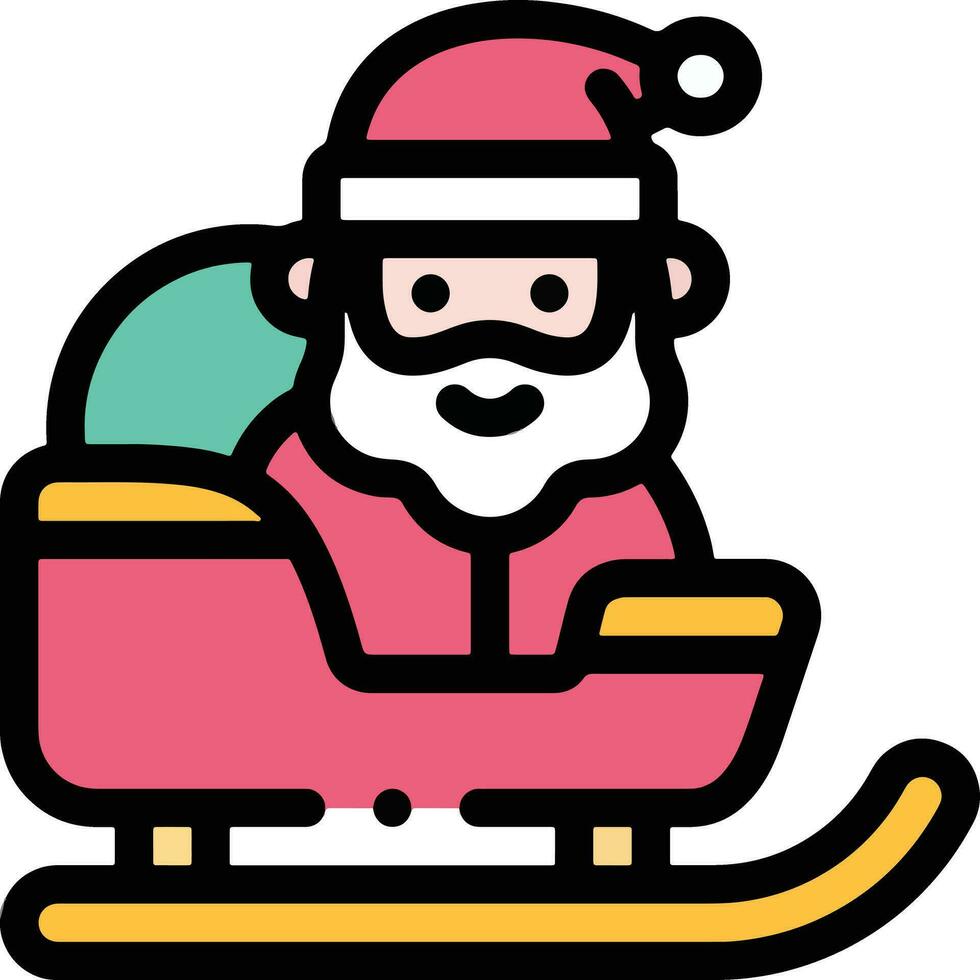 Santa Claus in a Sleigh with green gift bag vector
