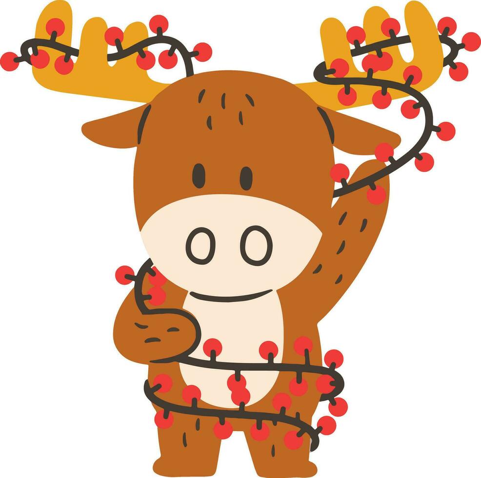 Reindeer with Christmas light vector