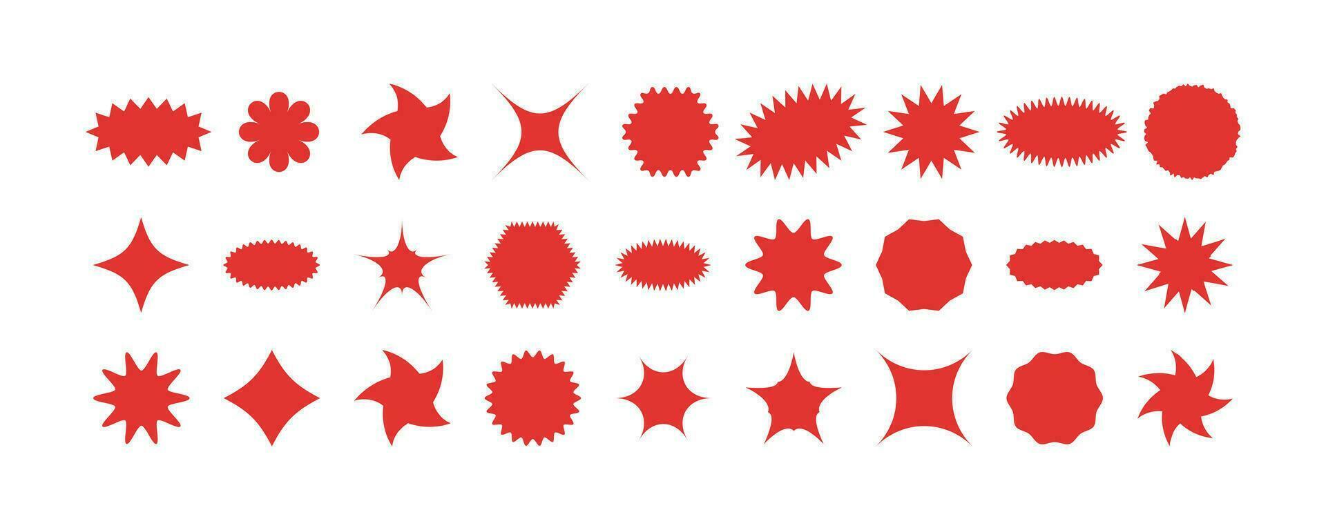 Set of flat starburst shapes. Design elements for promo advertising campaign. Vector illustration