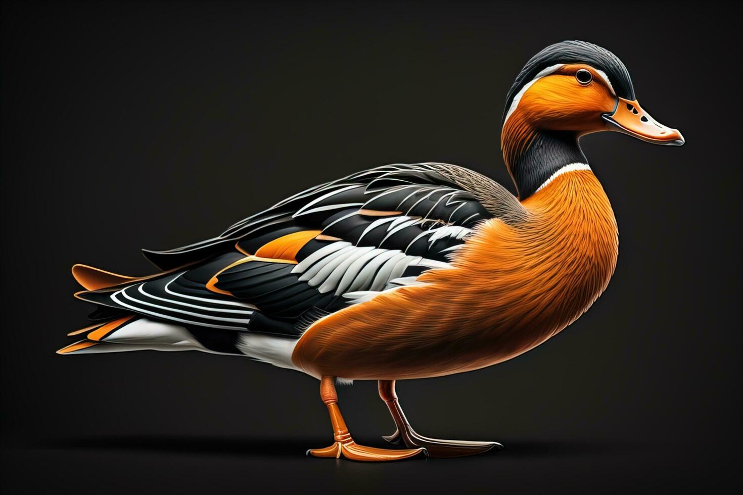 Beautiful duck on a solid color background. ai generative photo
