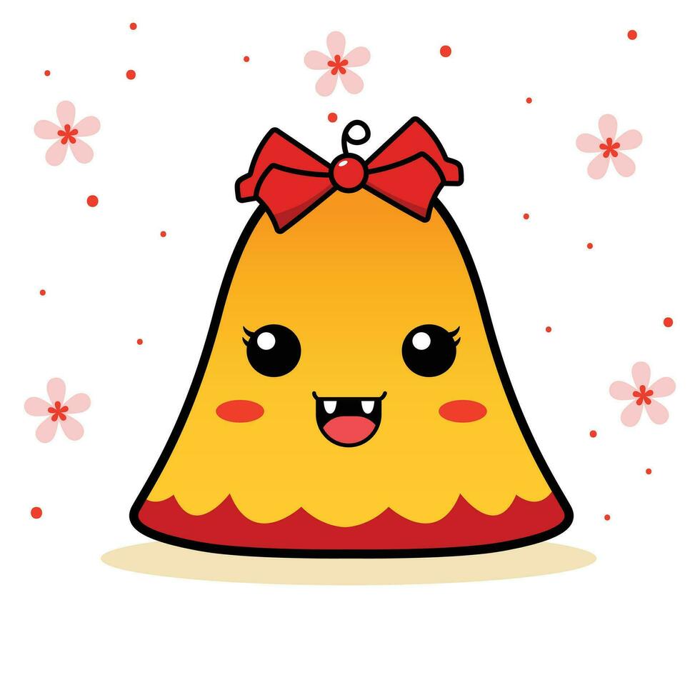 Christmas bell kawaii Christmas character vector