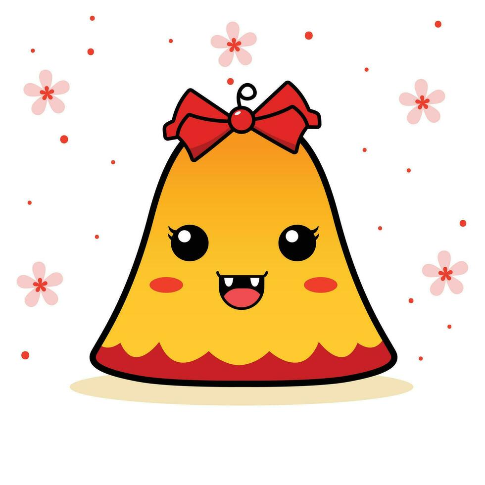 Navidad campana kawaii Navidad personaje vector