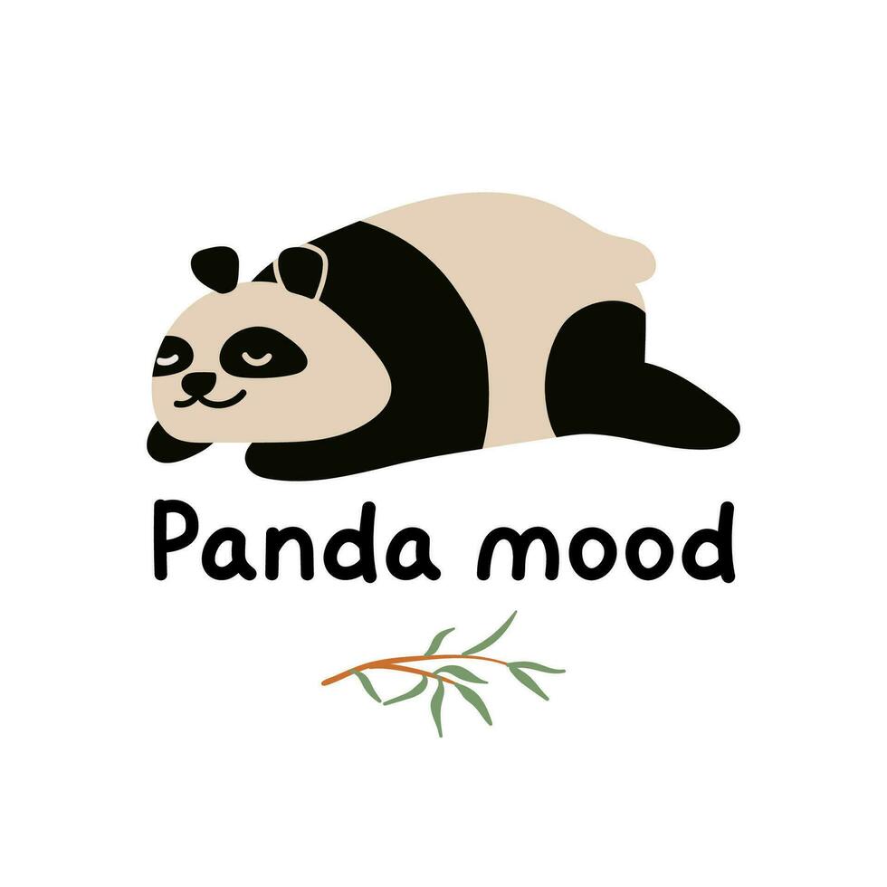 panda y bambú tarjeta, póster, impresión. departamento, dibujos animados vector ilustración