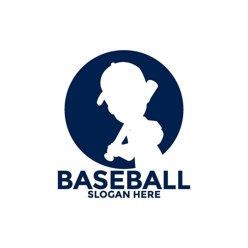 professional baseball player template logo design, silhouette baseball logo vector icon