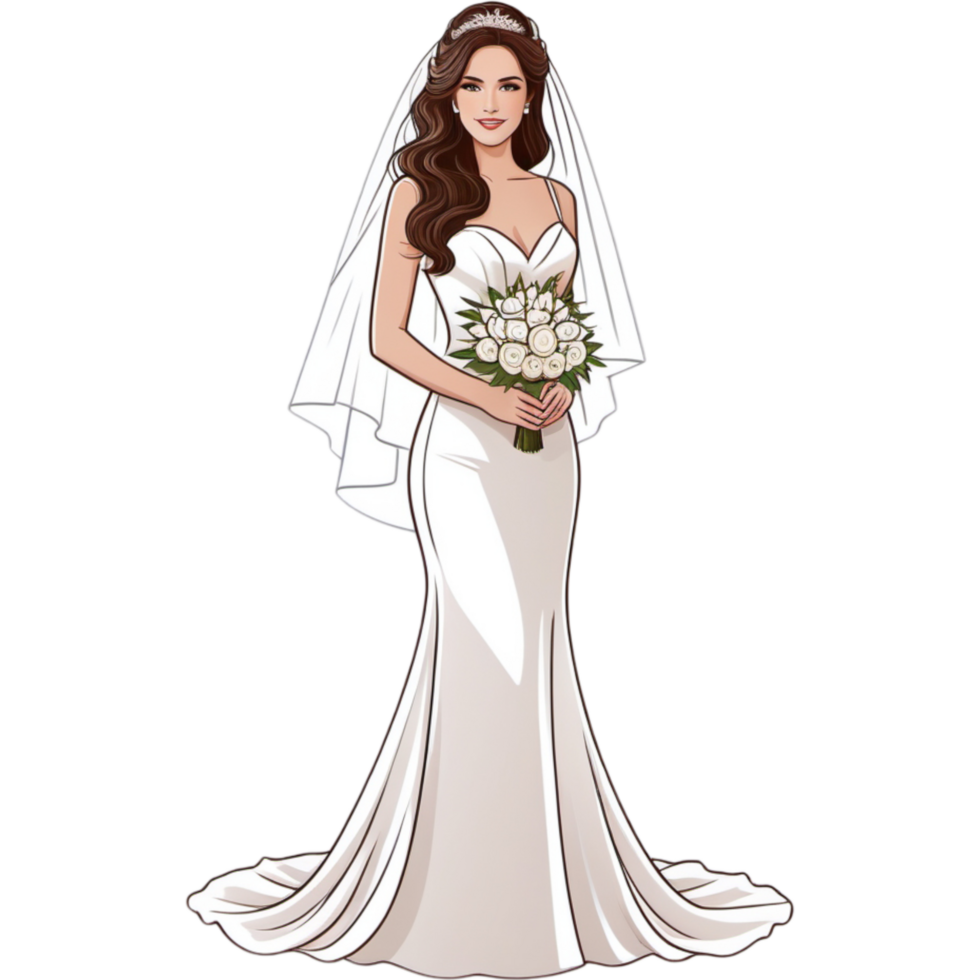 Bride in white wedding dress. AI Generative png