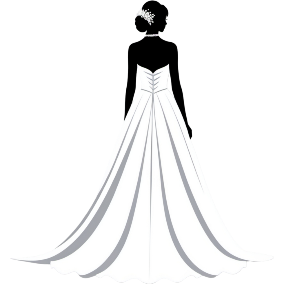 Bride silhouette with white dress. AI Generative png