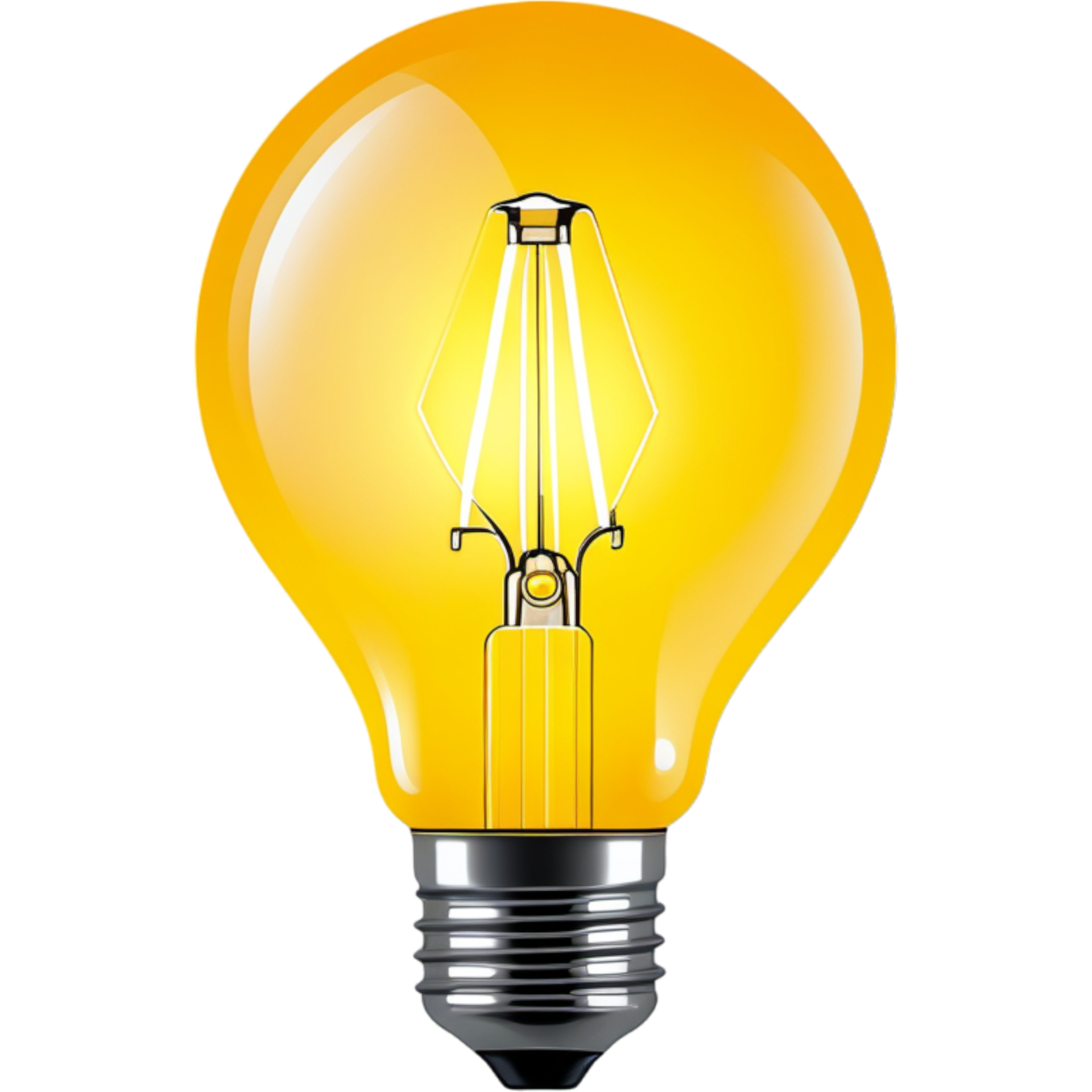 Yellow light bulb. AI Generative 32477256 PNG