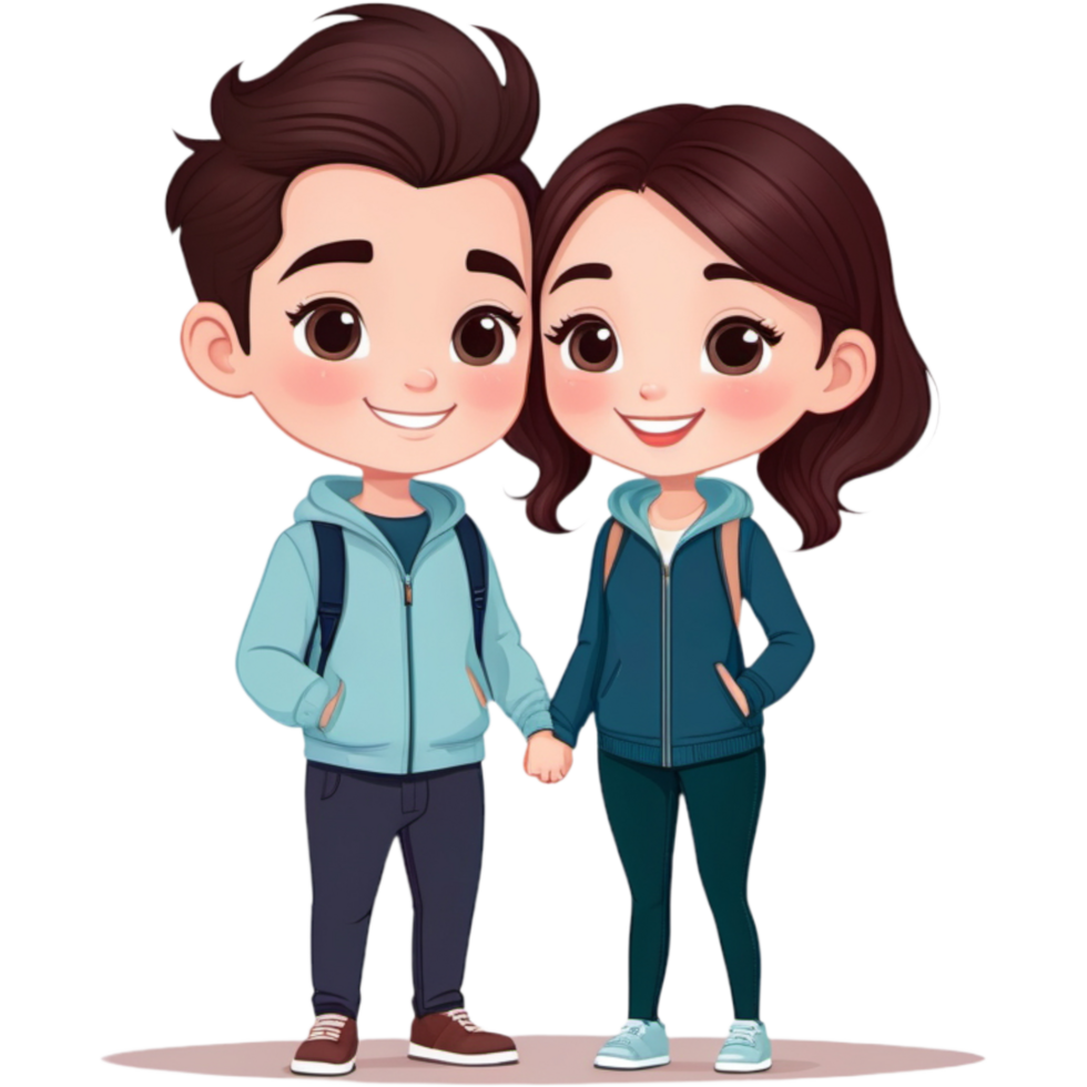 Cute couple cartoon character. AI Generative png