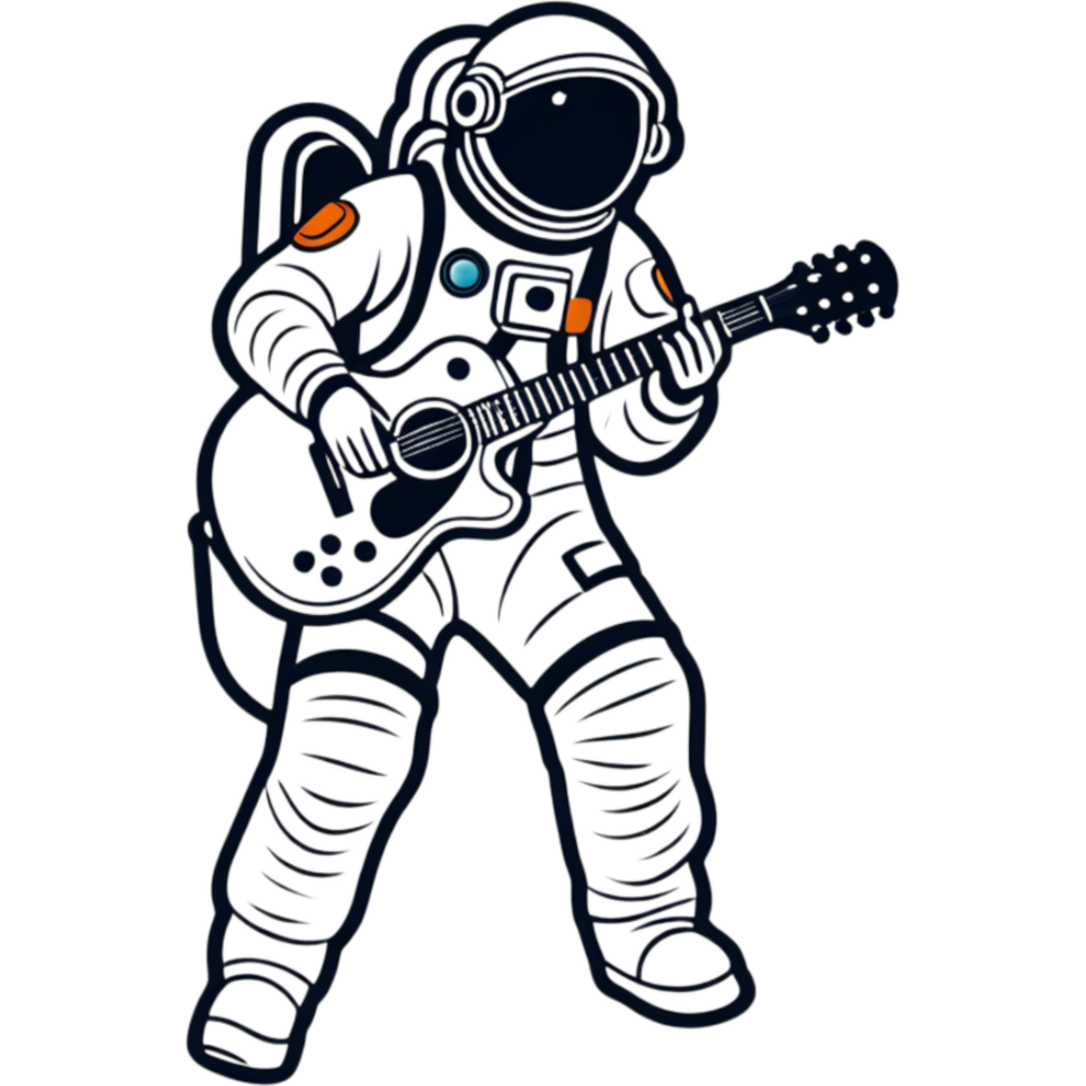 Astronaut playing guitar. AI Generative png