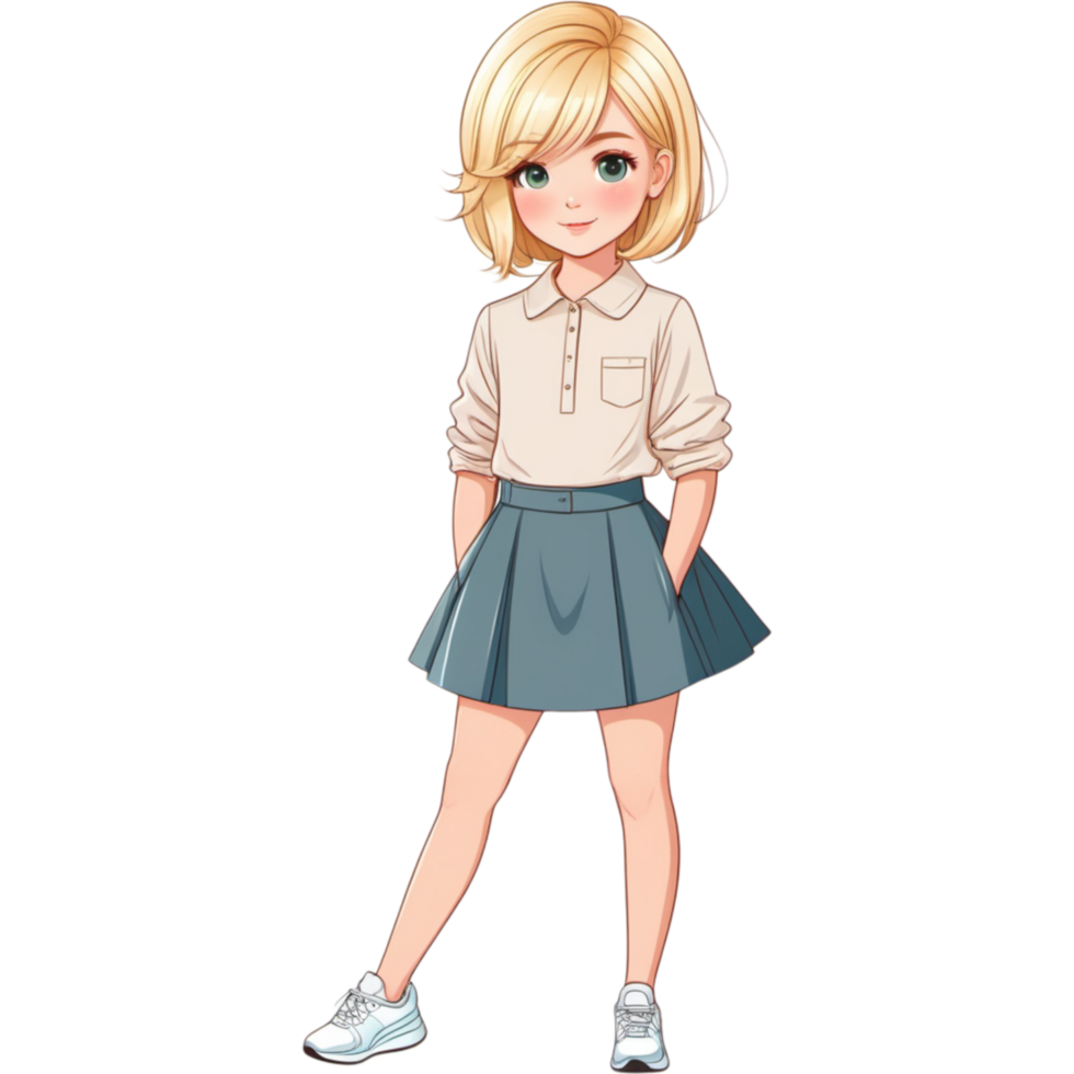 Cute blonde girl with elegant haircut. AI Generative png