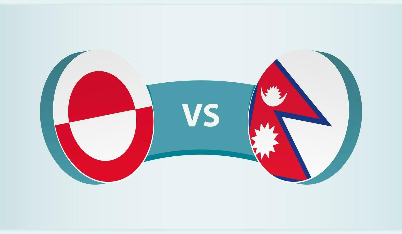 Groenlandia versus Nepal, equipo Deportes competencia concepto. vector