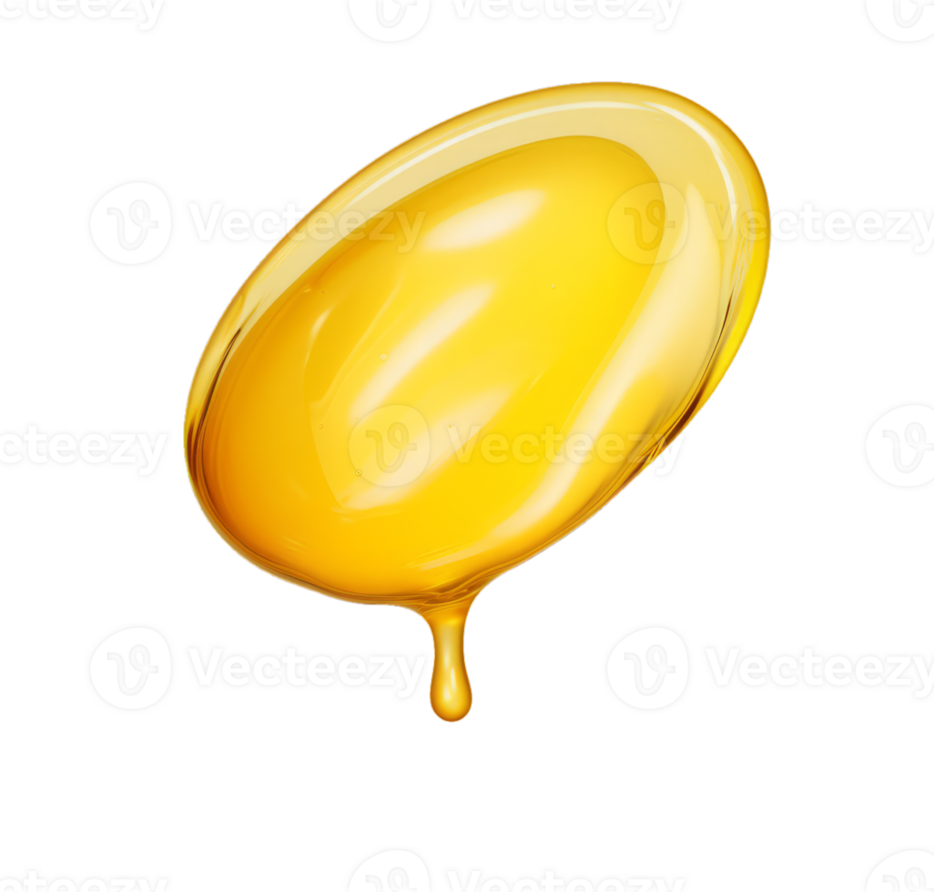 Oil dripping from soft gel capsule isolated on transparent background png