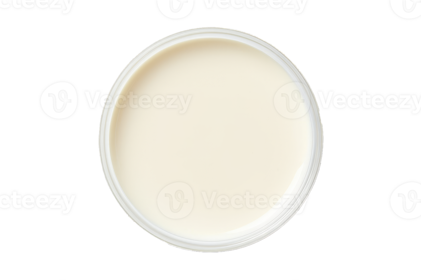 Top view of fresh milk in glass on transparent backrgound png
