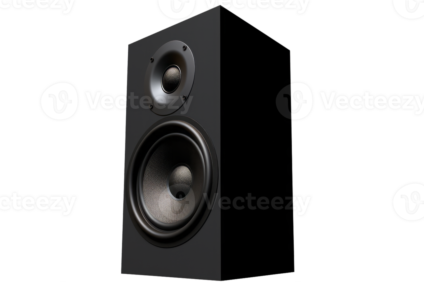 A new black bookshelf speaker on transparent background png
