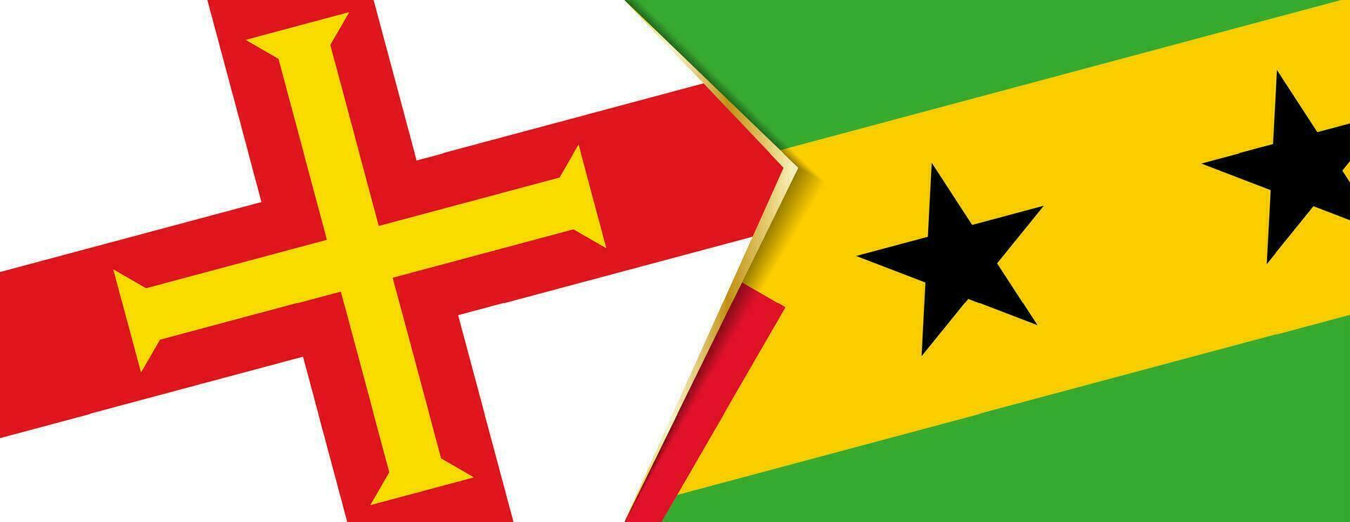 Guernsey and Sao Tome and Principe flags, two vector flags.