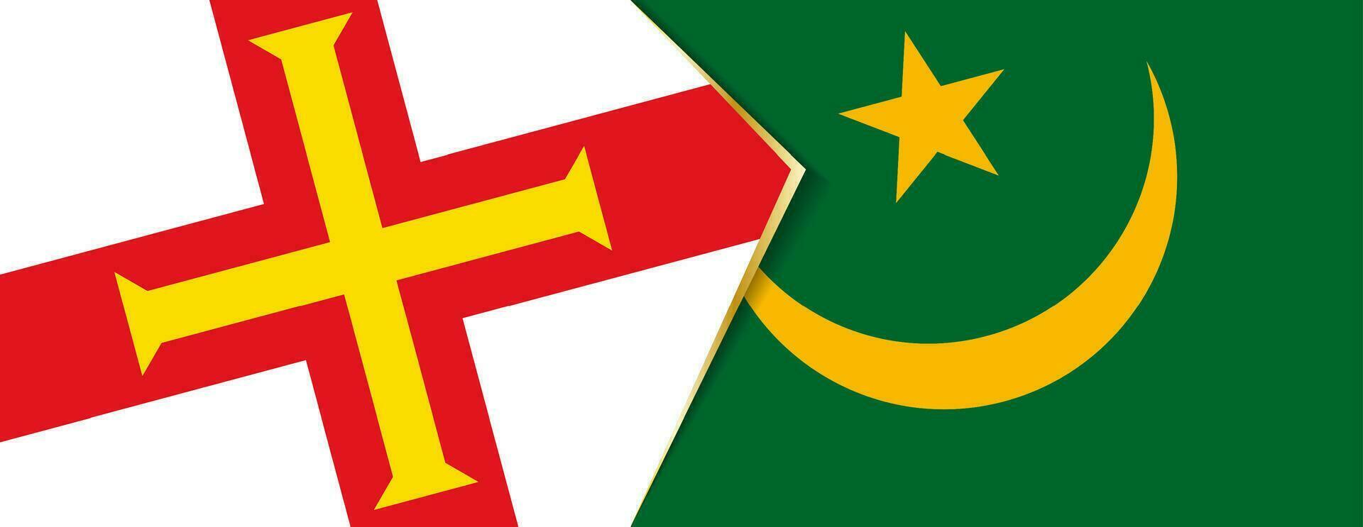 Guernsey and Mauritania flags, two vector flags.