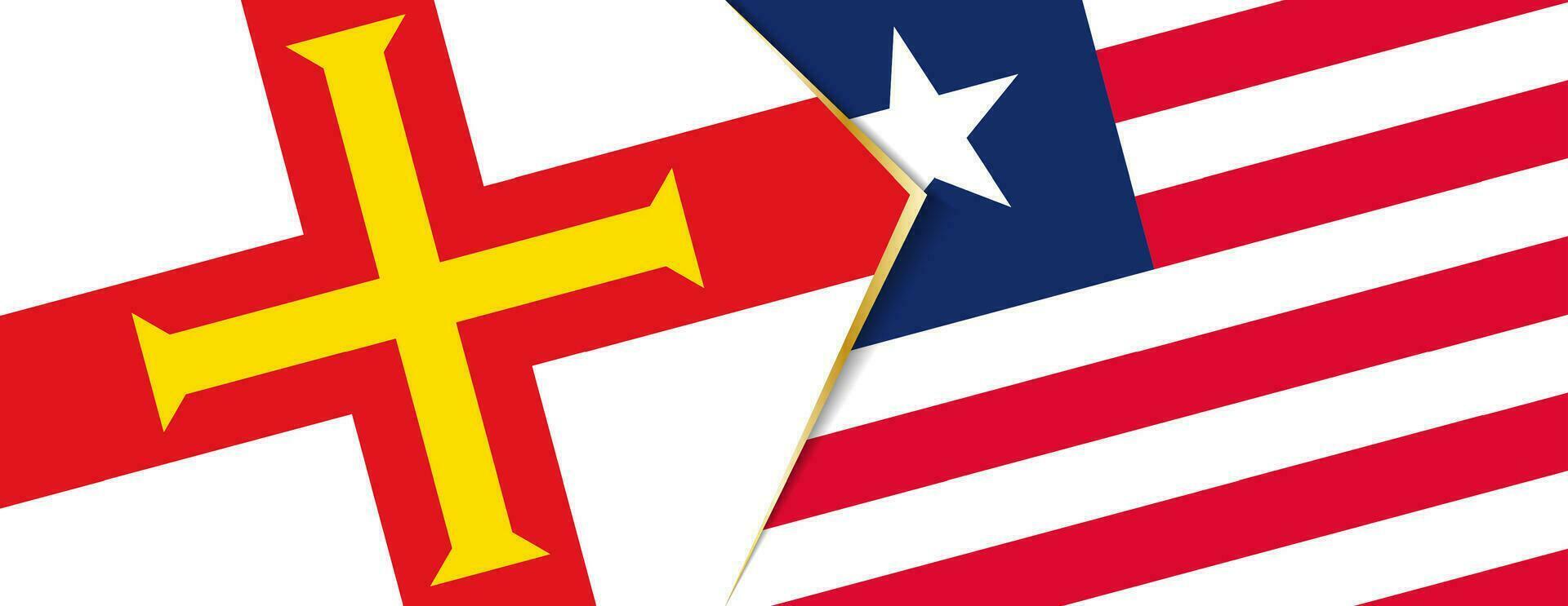 Guernsey and Liberia flags, two vector flags.