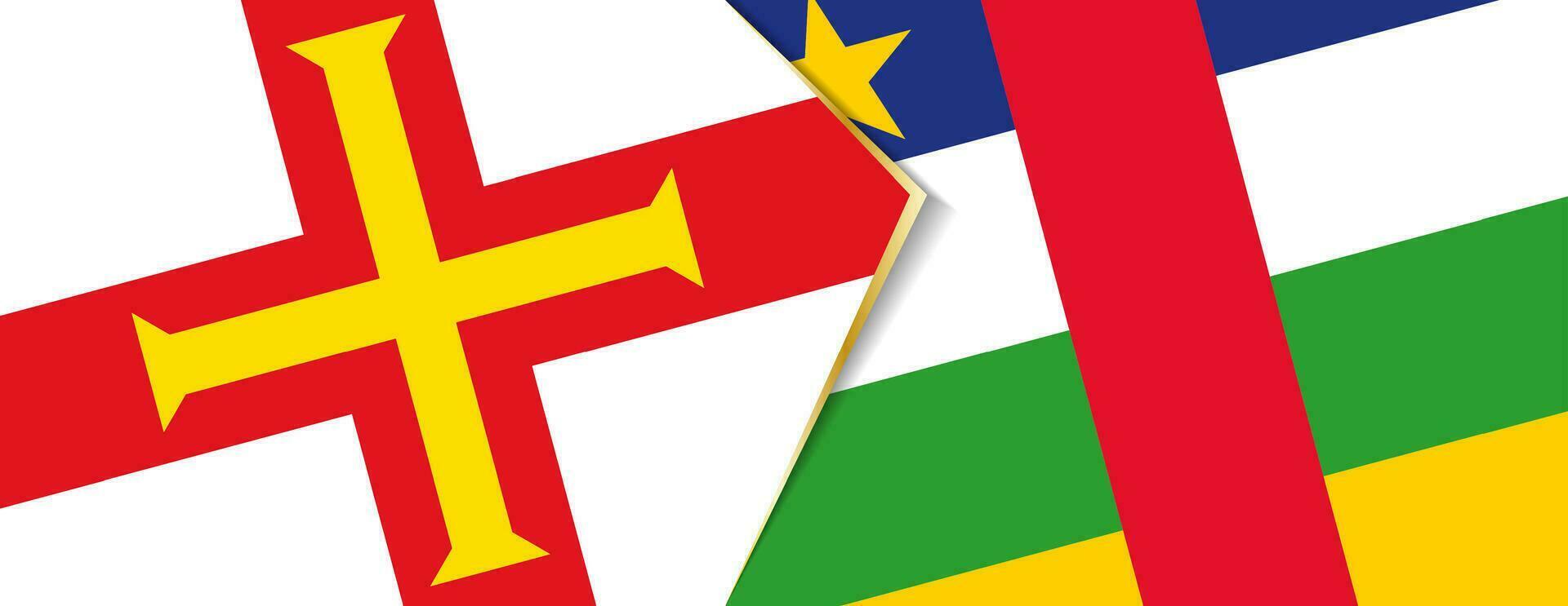 Guernsey and Central African Republic flags, two vector flags.