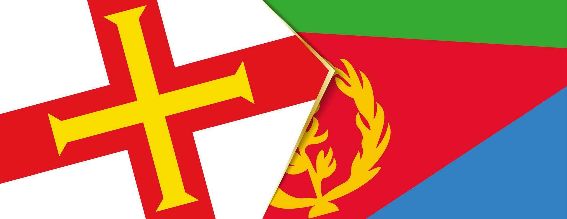 Guernsey and Eritrea flags, two vector flags.