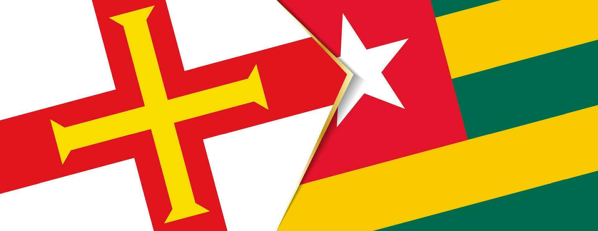 Guernsey and Togo flags, two vector flags.