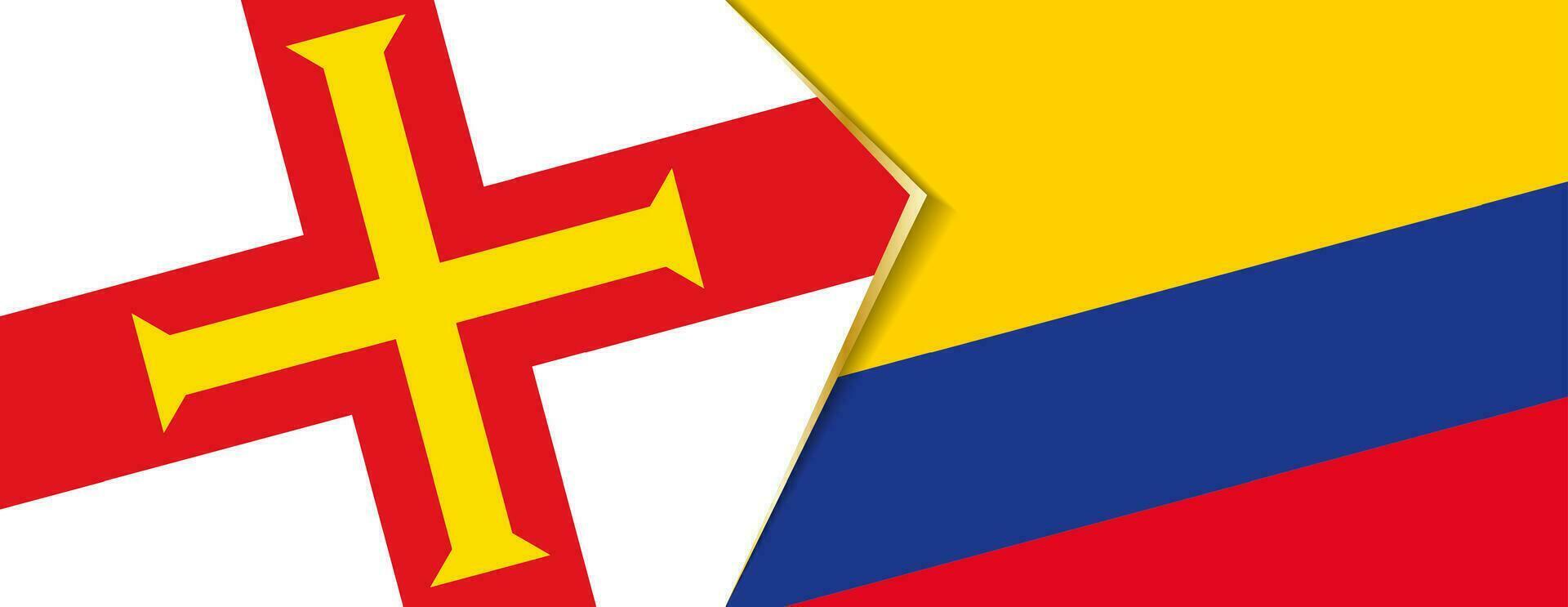 Guernsey and Colombia flags, two vector flags.