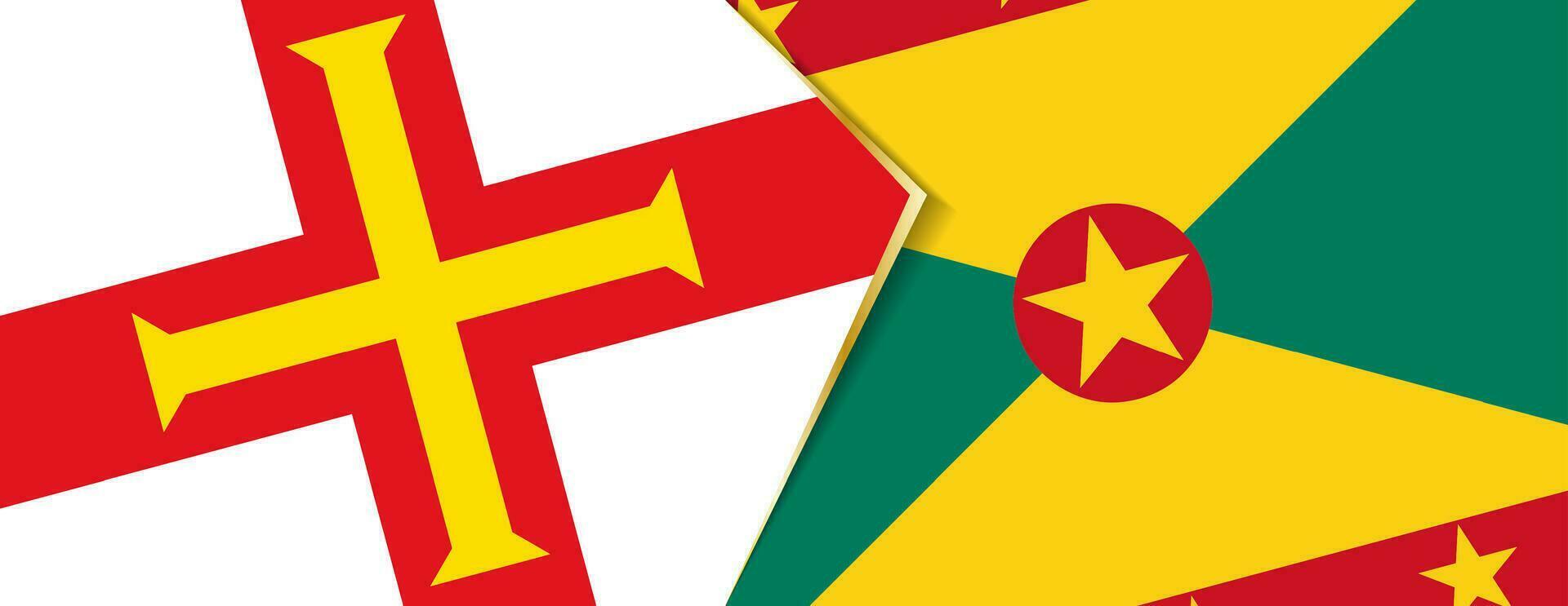 Guernsey and Grenada flags, two vector flags.