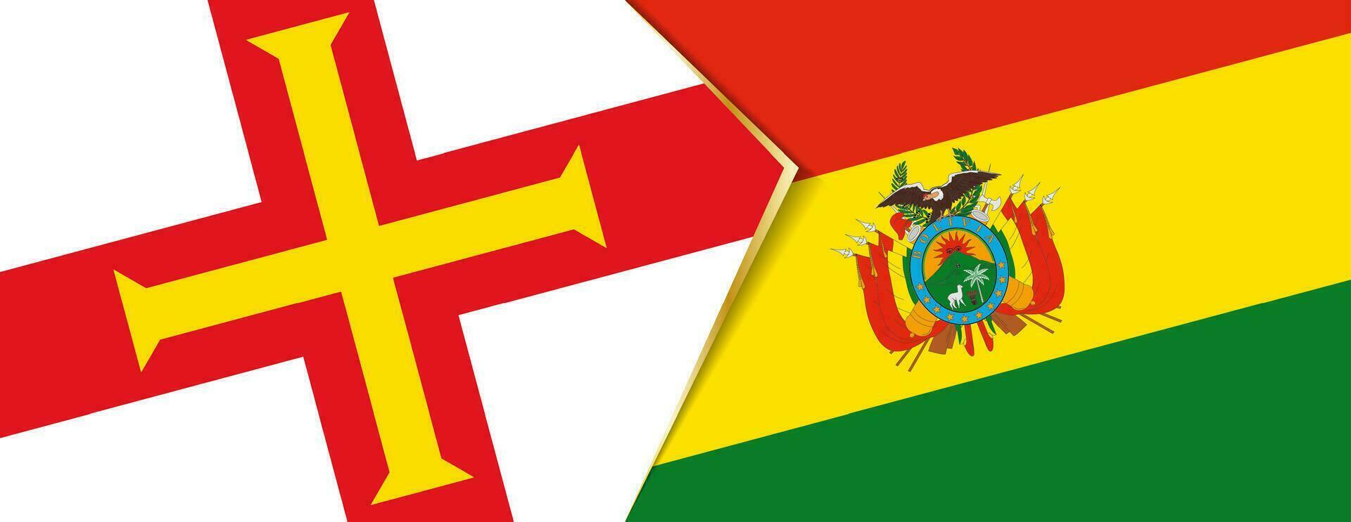 Guernsey and Bolivia flags, two vector flags.