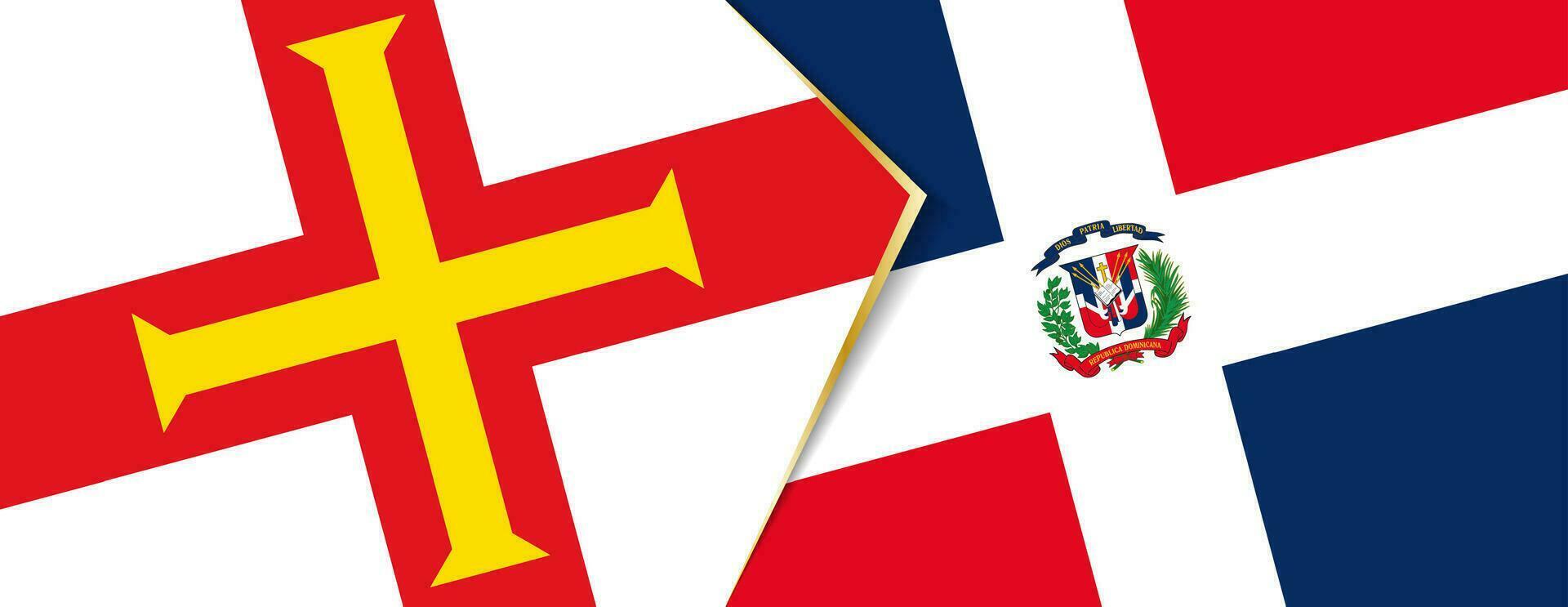 Guernsey and Dominican Republic flags, two vector flags.