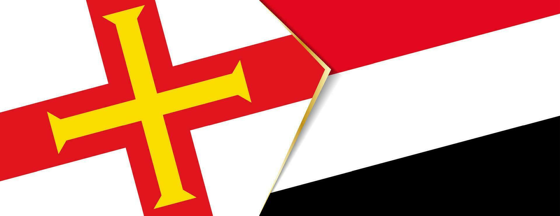 Guernsey and Yemen flags, two vector flags.