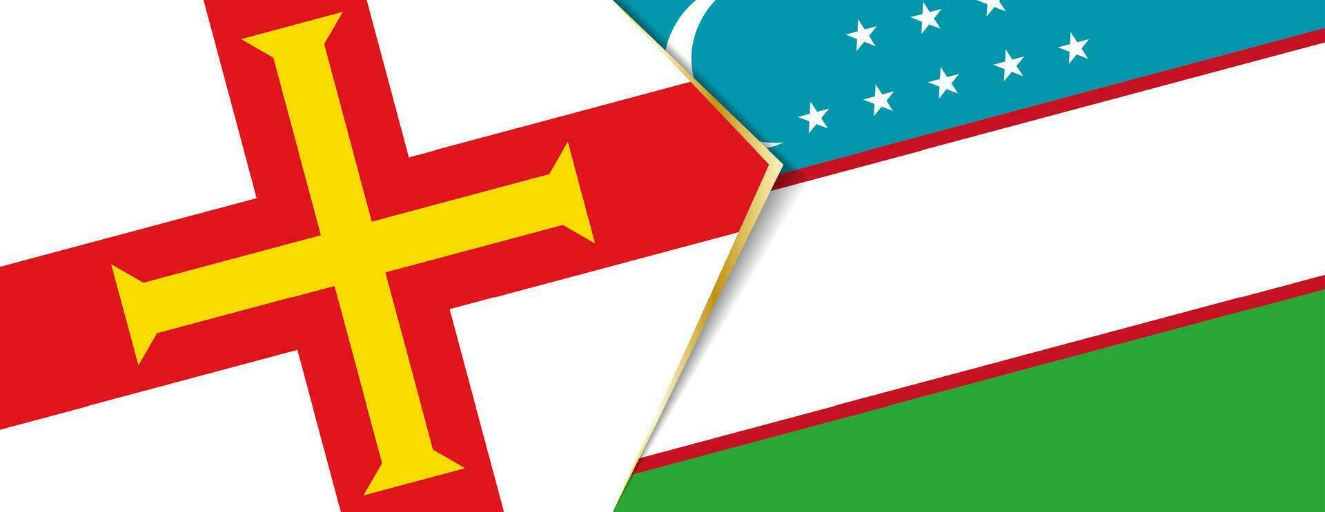 Guernsey and Uzbekistan flags, two vector flags.