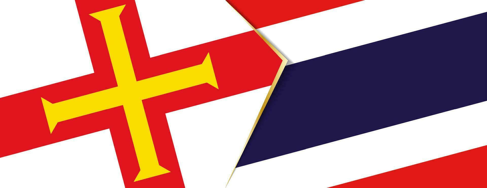 Guernsey and Thailand flags, two vector flags.