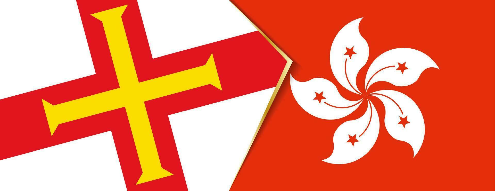 Guernsey and Hong Kong flags, two vector flags.