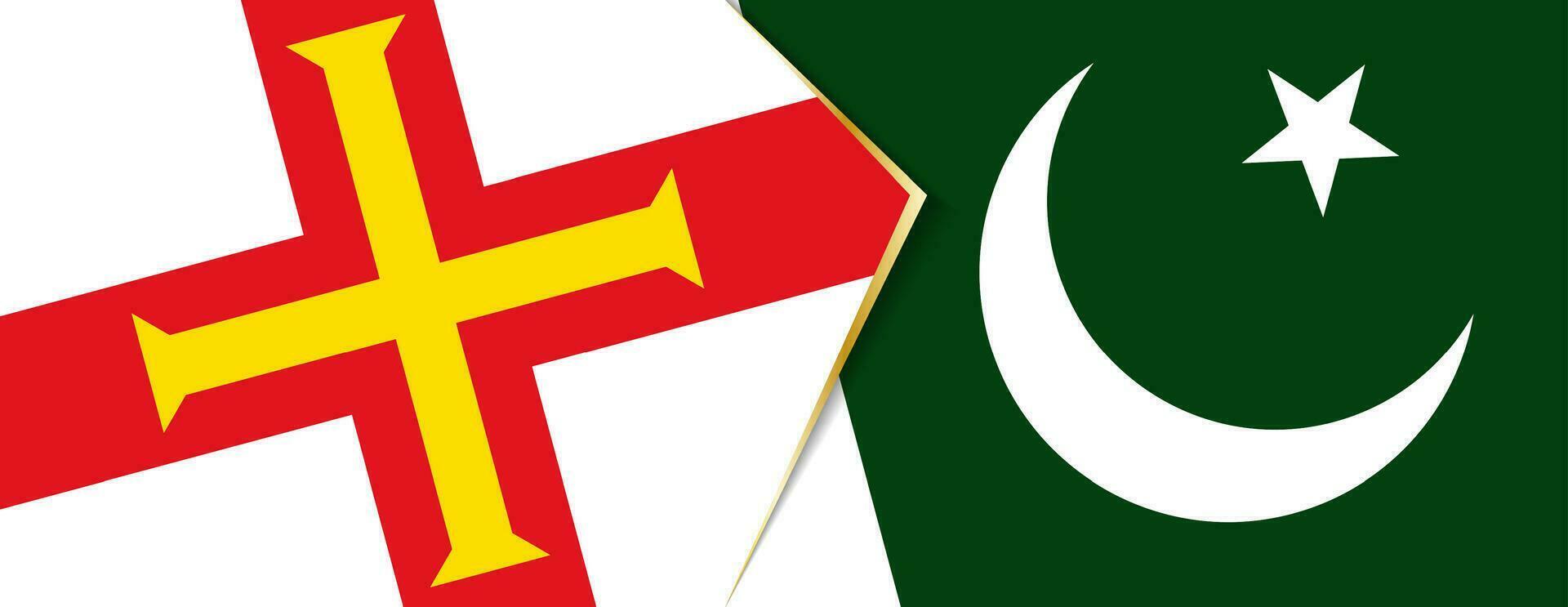 Guernsey and Pakistan flags, two vector flags.