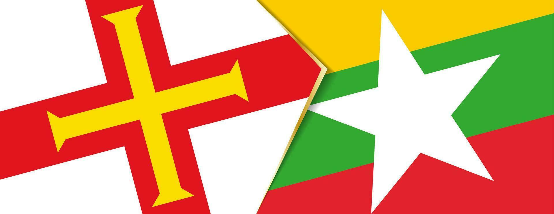 Guernsey and Myanmar flags, two vector flags.