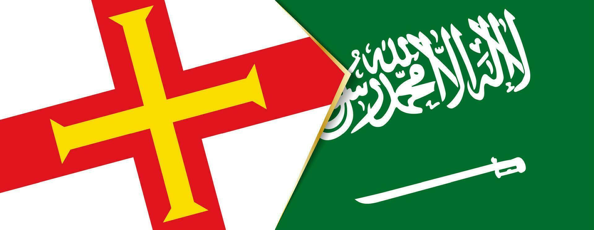 Guernsey and Saudi Arabia flags, two vector flags.