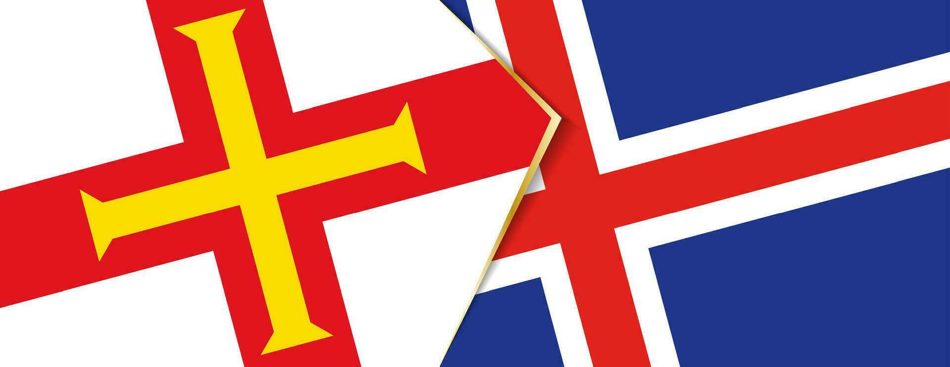 Guernsey and Iceland flags, two vector flags.
