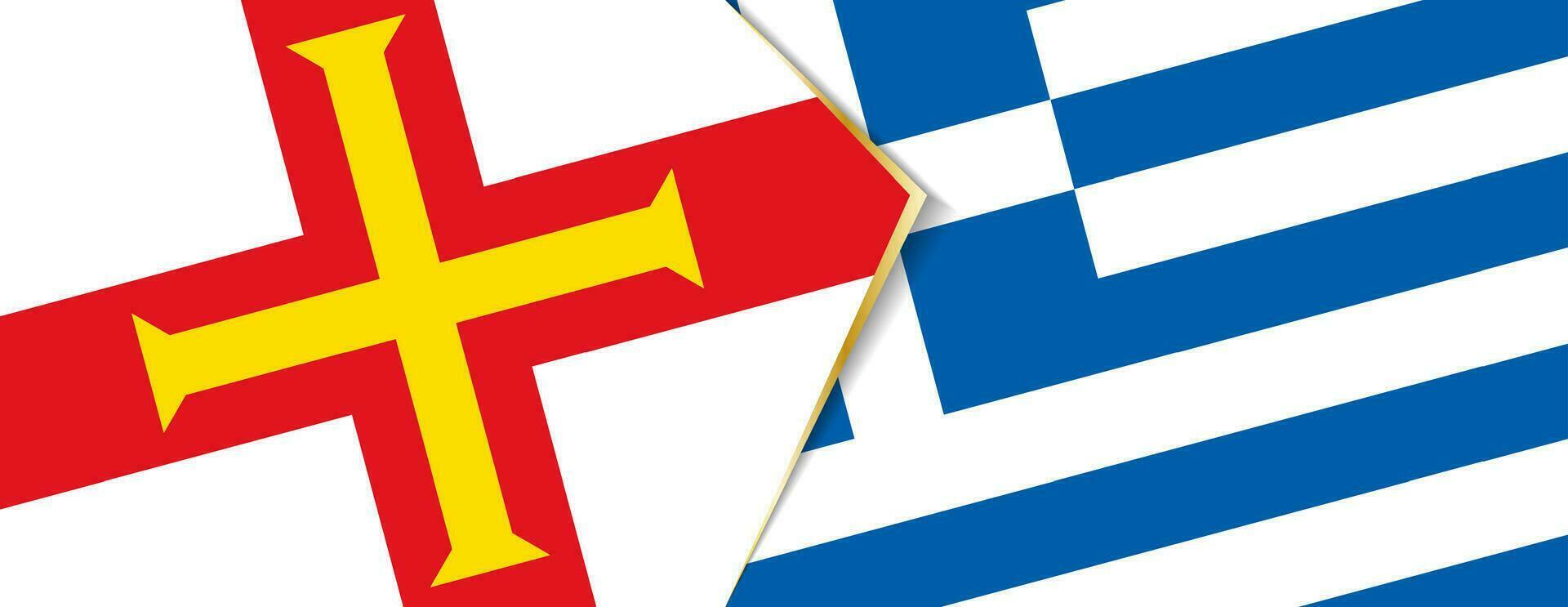 Guernsey and Greece flags, two vector flags.