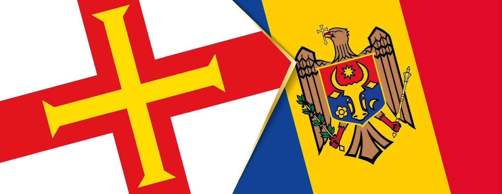 Guernsey and Moldova flags, two vector flags.