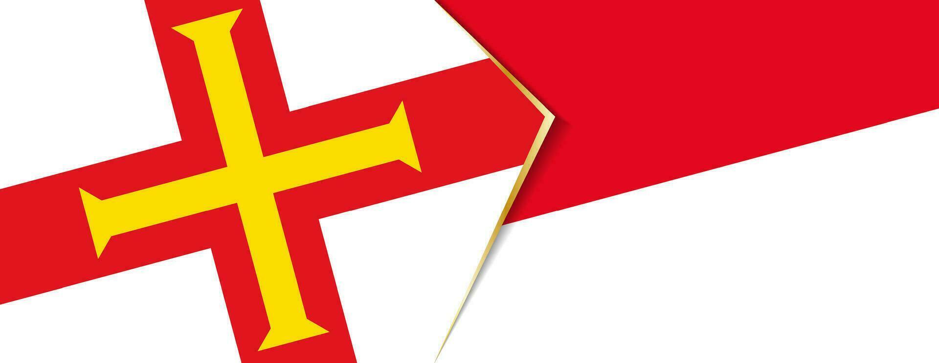 Guernsey and Monaco flags, two vector flags.