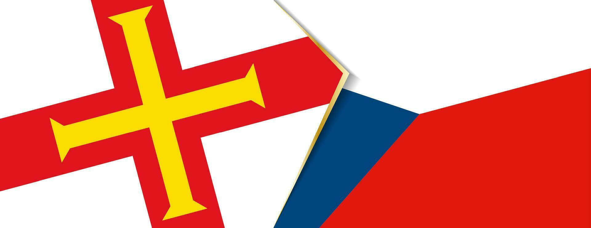 Guernsey and Czech Republic flags, two vector flags.