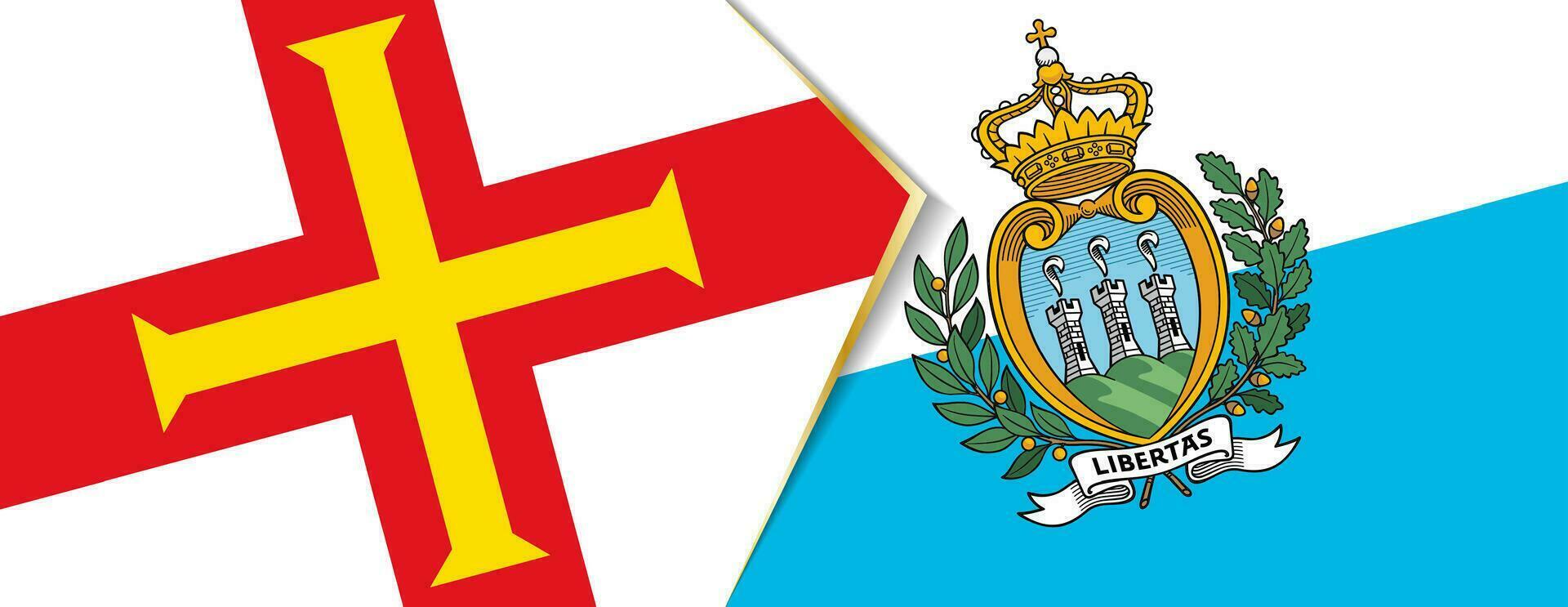 Guernsey and San Marino flags, two vector flags.