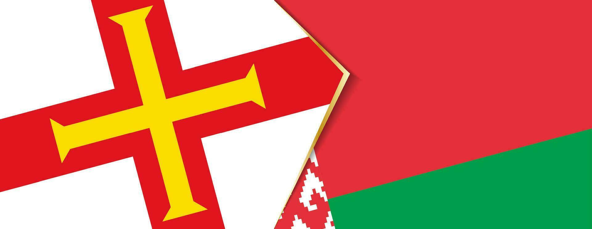 Guernsey and Belarus flags, two vector flags.