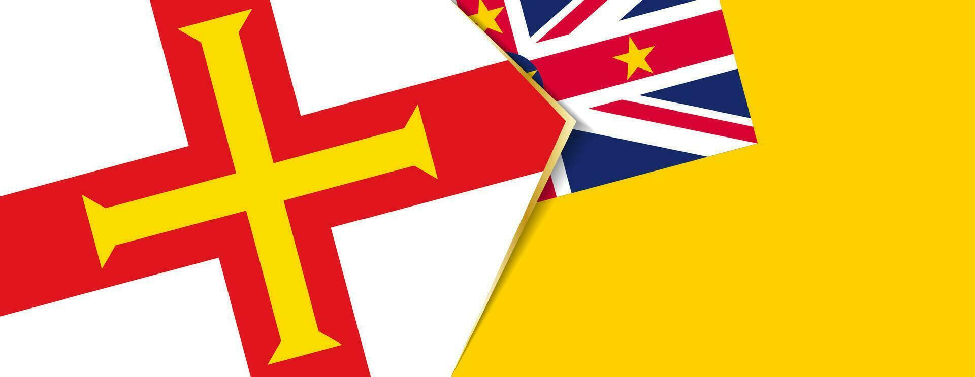 Guernsey and Niue flags, two vector flags.