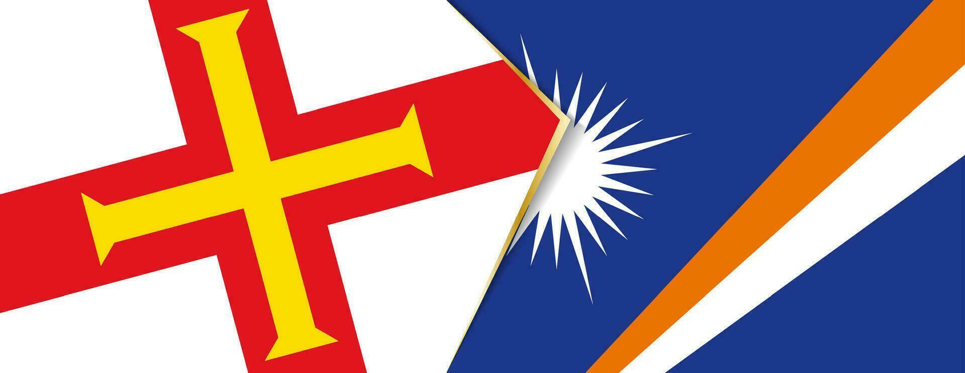 Guernsey and Marshall Islands flags, two vector flags.
