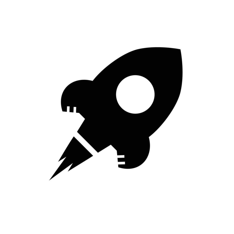 Silhouette of a cartoon rocket on white background vector
