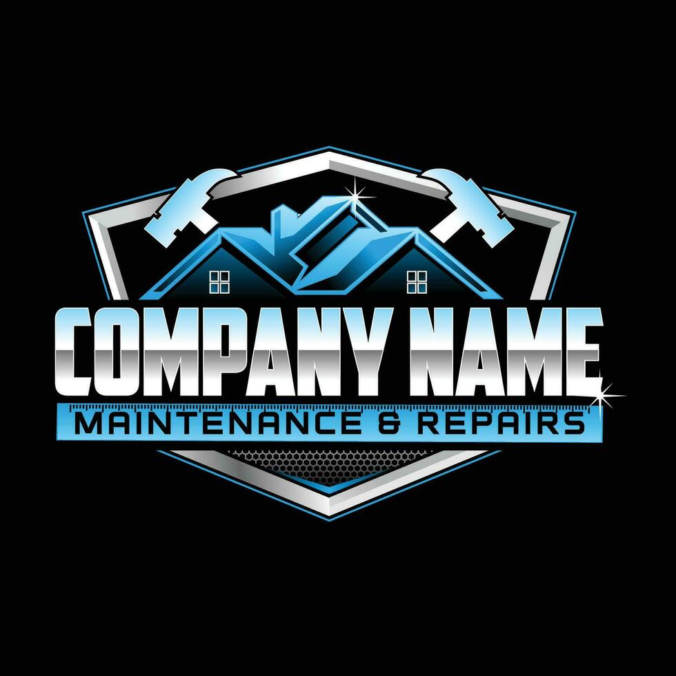 Property Maintenance Logo Design on Black Background vector