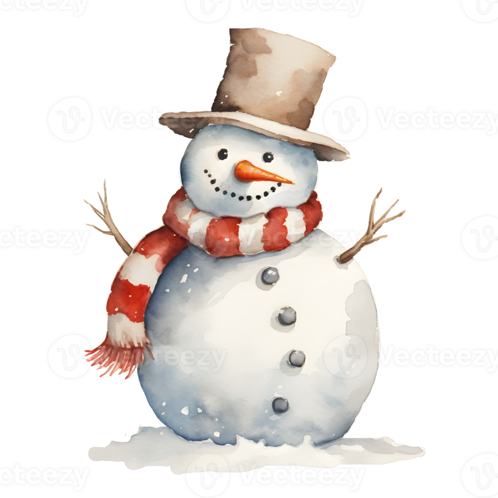 A snowman, watercolor, illustrations, ai generative png