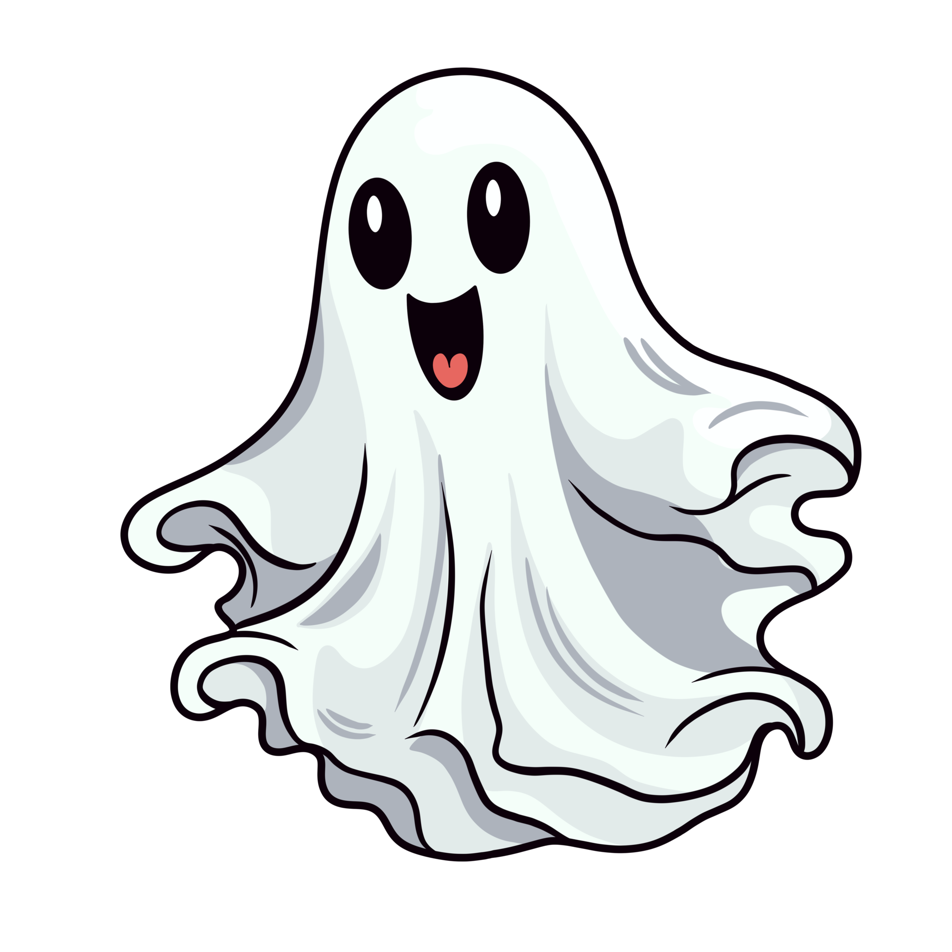 The outline white ghost elements, ai generative 32477841 PNG