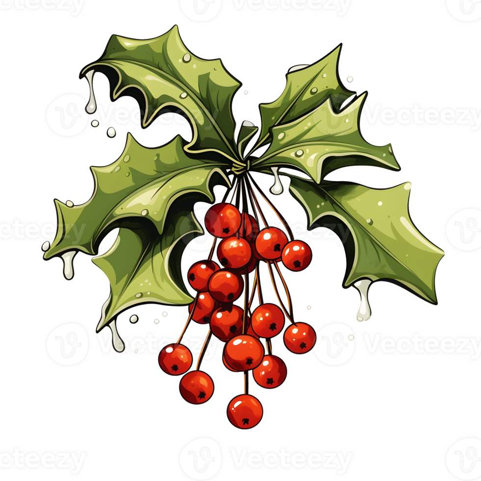Branch of mistletoes illustrations, ai generative png