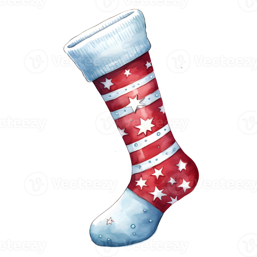 Watercolor christmas socks, ai generative png
